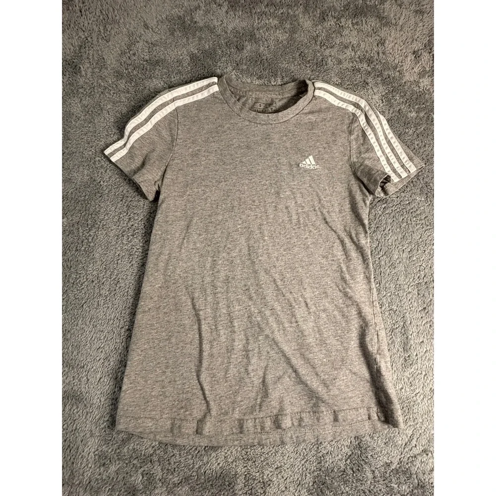 Adidas Essentials 3-Stripes Slim Fit T-Shirt Grey White GL0785 Mens Small